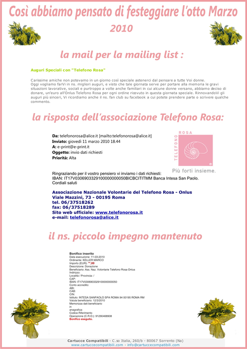Festa delle Donne 2010 - Donazione al telefono Rosa