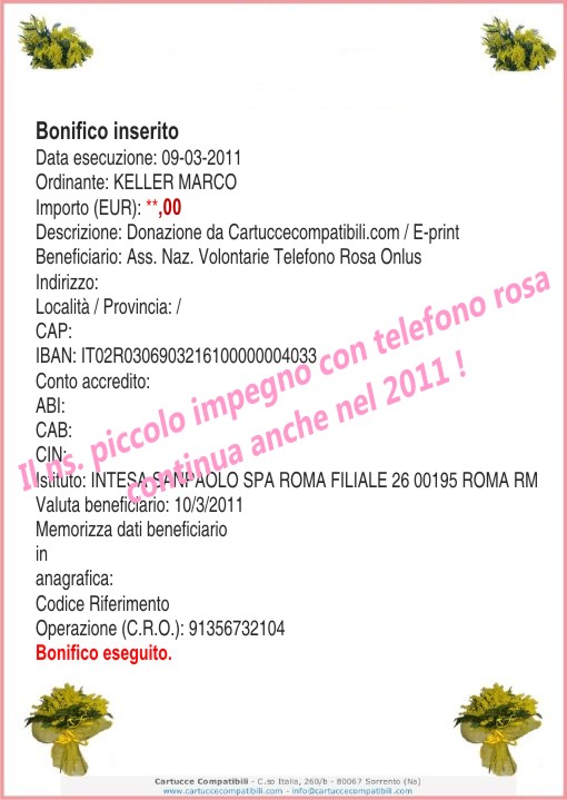 Festa delle Donne 2011 - Donazione al telefono Rosa
