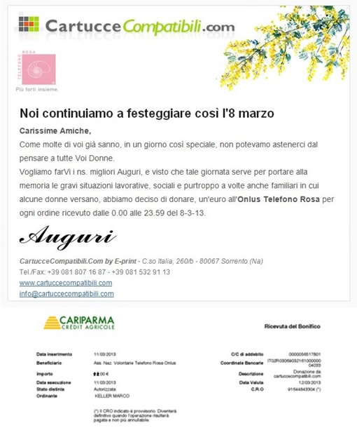 Festa delle Donne 2013 - Donazione al telefono Rosa