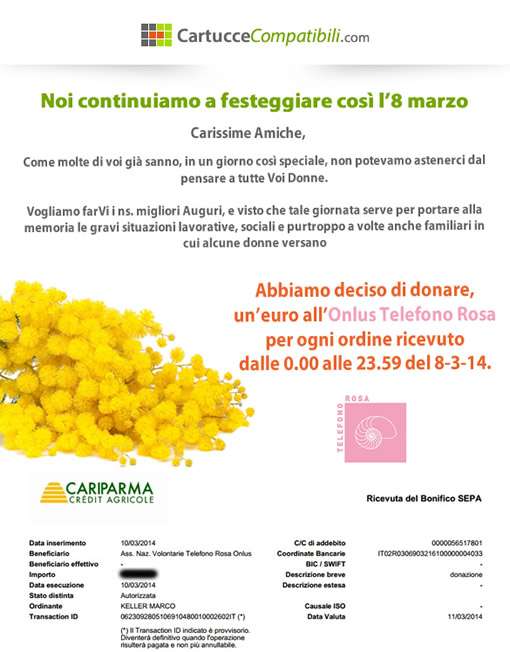 Festa delle Donne 2014 - Donazione al telefono Rosa