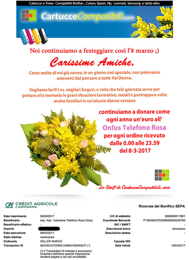 Festa delle Donne 2017 - Donazione al telefono Rosa
