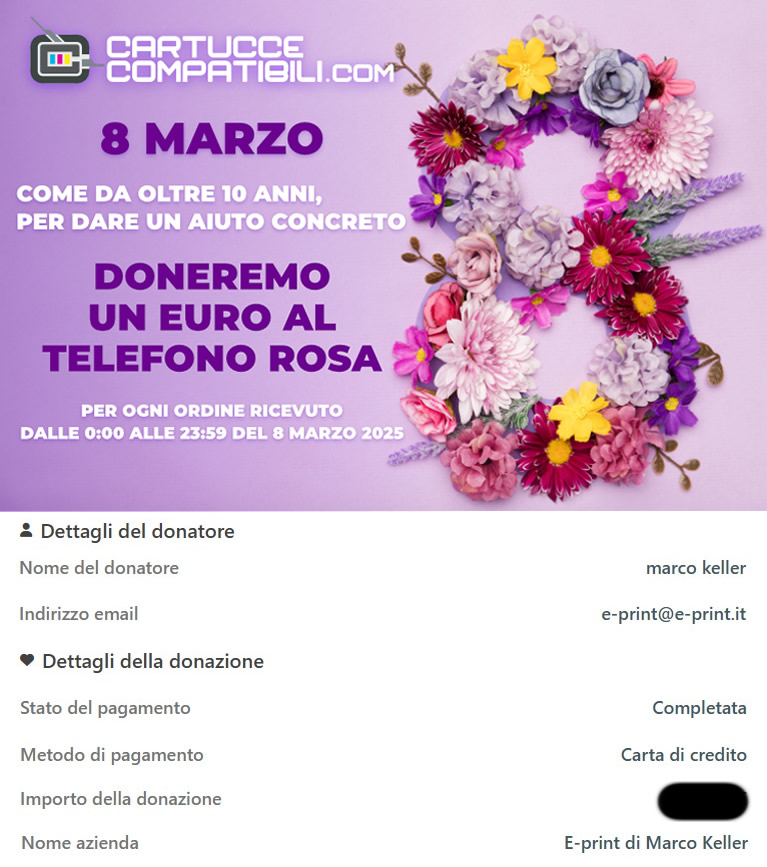 Festa delle Donne 2025 - Donazione al telefono Rosa