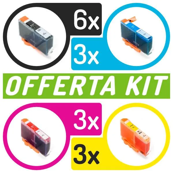 Kit cartucce compatibili con Hp<br>15 x n. 364 BK/C/M/Y XL