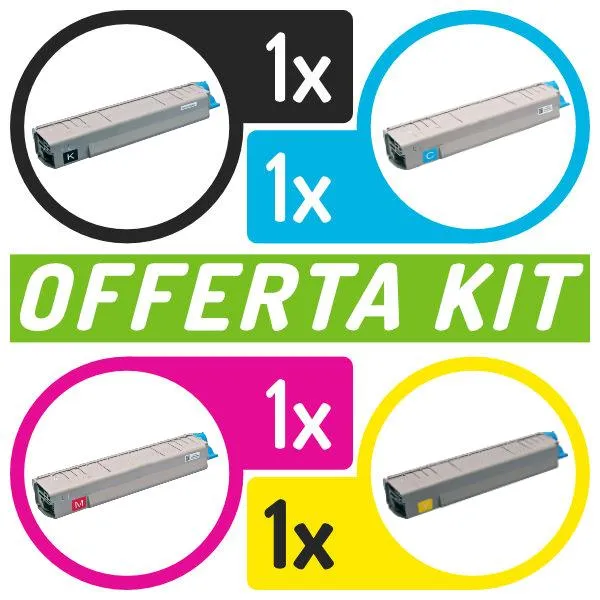 Kit toner compatibili con Oki<br>4 x 44059105/6/7/8 - BK/C/M/Y