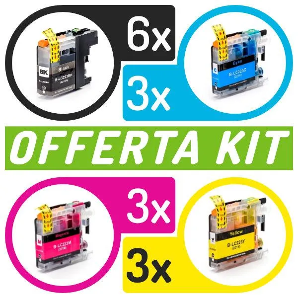 Kit cartucce compatibili con Brother<br>15 x LC-223BK/C/M/Y 