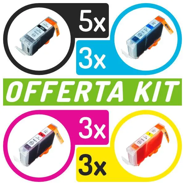 Kit cartucce compatibili con Canon<br>14 x BCI-3/6/BK/CLI-8/C/M/Y/PGI-5