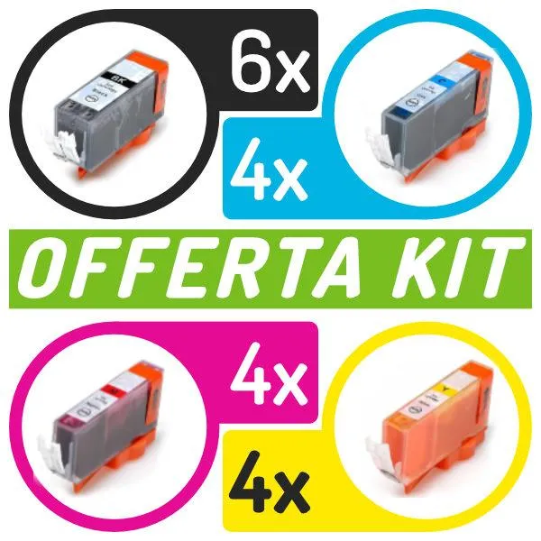 Kit cartucce compatibili con Canon<br>18 x PGI-520BK/CLI-521/C/M/Y