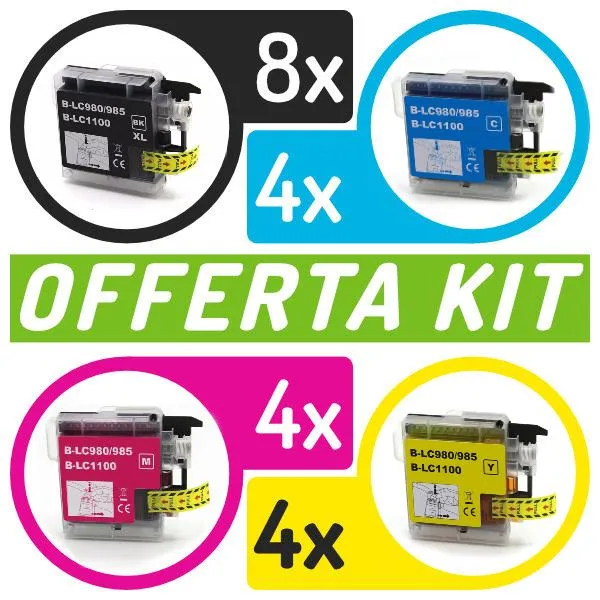 Kit cartucce compatibili con Brother<br>20 x LC-985BK/C/M/Y
