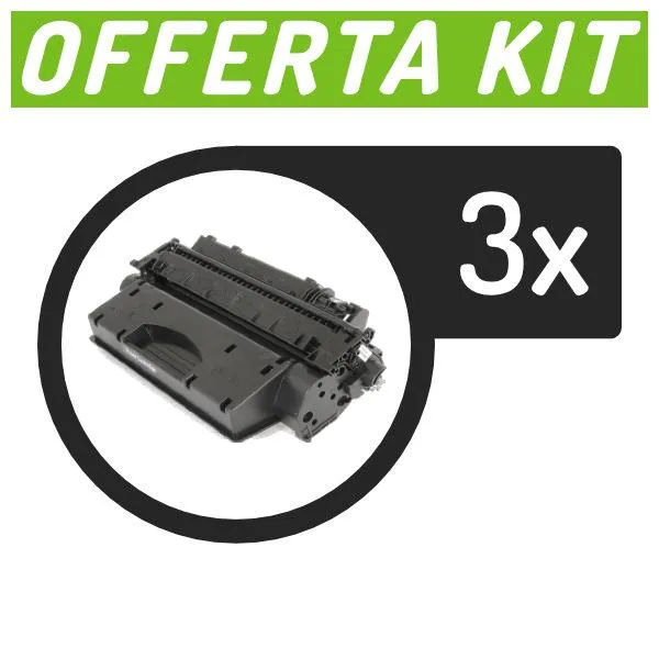 Kit toner compatibili con Hp<br>3 x CE505X n.05X - Canon 719H 