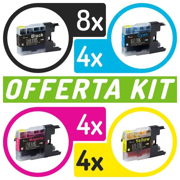 Kit cartucce compatibili con Brother<br>20 x LC-1240/1280BK/C/M/Y