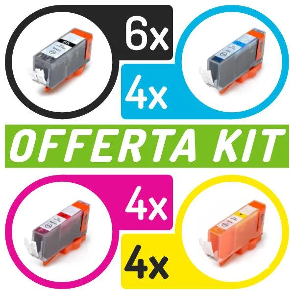 Kit cartucce compatibili con Canon<br>18 x PGI-525BK/CLI-526/C/M/Y